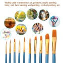 10pcs Blue Paintbrush Set Professional Art Paint Brushes Nylon Hair Wooden Handle for Artists Children Adults for Acrylic Oil Watercolor Gouache Face Nail Body Painting