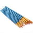 10pcs Blue Paintbrush Set Professional Art Paint Brushes Nylon Hair Wooden Handle for Artists Children Adults for Acrylic Oil Watercolor Gouache Face Nail Body Painting