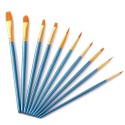 10pcs Blue Paintbrush Set Professional Art Paint Brushes Nylon Hair Wooden Handle for Artists Children Adults for Acrylic Oil Watercolor Gouache Face Nail Body Painting