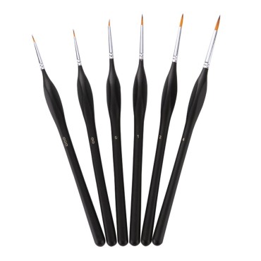 Detail Paint Brushes Set 6pcs Professional Miniature Fine Artist Painting Brushes Nylon Hair Ergonomic Wooden Handle Art Paintbrush for Acrylic Oil Watercolor Nail Face Craft Rock Model Painting