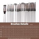 23pcs Different Sizes Paint Brushes Set Professional Nylon Hair Wooden Handle Paintbrush with Scraper Canvas Organizing Bag for Artists Children Adults for Acrylic Oil Watercolor Gouache Painting Arts Crafts Supplies