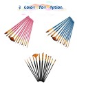 12pcs Paint Brushes Set Kit Artist Paintbrush Multiple Mediums Brushes with Nylon Hair for Artist Acrylic Aquarelle Watercolor Gouache Oil Painting for Great Art Drawing Supplies