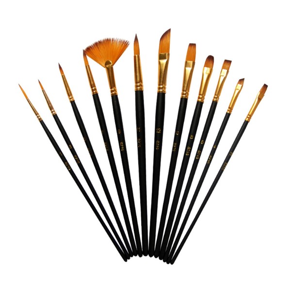 12pcs Paint Brushes Set Kit Artist Paintbrush Multiple Mediums Brushes with Nylon Hair for Artist Acrylic Aquarelle Watercolor Gouache Oil Painting for Great Art Drawing Supplies