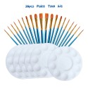 26pcs Paint Brushes Set Kit 20pcs Artist Paintbrush with 6pcs Palettes Multiple Mediums Brushes with Nylon Hair for Acrylic Aquarelle Watercolor Gouache Oil Painting for Great Art Drawing Supplies