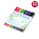 12 Colors Dual Tips Brush Pens Art Markers Brush and Fine Point Colored Pen for Children Adults Artists Drawing Coloring Books Calligraphy Writing Journaling Planner Hand Lettering