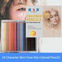 H&B 24 Colors Pencils Set Art Supplies Character Skin Tone Oily Colored Pencil Portrait Drawing Tool Great Gift for Adults Students Beginners And Artists