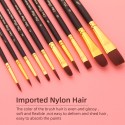 10pcs Professional Artist Paint Brushes Set Nylon Hair Delicate Wooden Handle Paintbrushes Art Supplies Gift for Children Adults Beginners for Acrylic Oil Watercolor Gouache Nail Body Face Miniature Detail Rock Painting