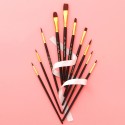 10pcs Professional Artist Paint Brushes Set Nylon Hair Delicate Wooden Handle Paintbrushes Art Supplies Gift for Children Adults Beginners for Acrylic Oil Watercolor Gouache Nail Body Face Miniature Detail Rock Painting