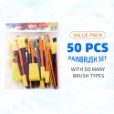 50PCS Paintbrushes All Purpose Washable Paint Brushes Set Artist Variety Value Pack Sponge Painting Brush Set Flat Round Angle Foam Tipped