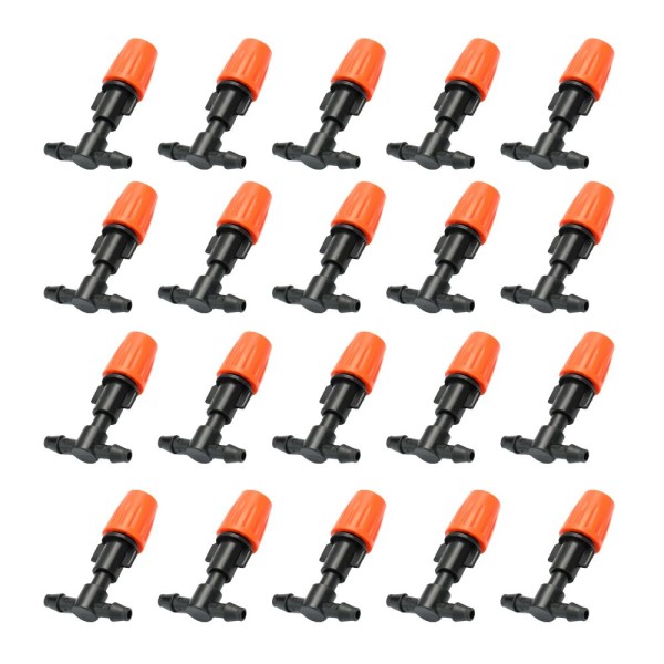 20pcs Small Size Plastic Adjustable Sprayer Nozzles Suits Garden Water Cooling Spray Sprinkler Nozzle Suit Drip Irrigation Pipe Equipment with Hose Connector