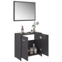 Bathroom Furniture Set High Gloss Grey Chipboard