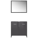 Bathroom Furniture Set High Gloss Grey Chipboard