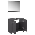 Bathroom Furniture Set High Gloss Grey Chipboard