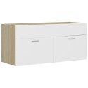 Sink Cabinet White and Sonoma Oak 100x38.5x46 cm Chipboard