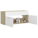 Sink Cabinet White and Sonoma Oak 100x38.5x46 cm Chipboard