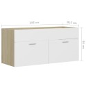 Sink Cabinet White and Sonoma Oak 100x38.5x46 cm Chipboard