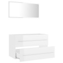 2 Piece Bathroom Furniture Set High Gloss White Chipboard