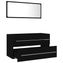 2 Piece Bathroom Furniture Set Black Chipboard