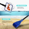 6 In 1 Fish Tank Cleaning Tool Algae Cleaning Tool with Gravel Rake Brush Fish Net Scraper Fish Tank Telescopic Long Handle Cleaning Tool Set