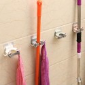 Mop Holder With Hook Broom Holder Self-Adhesive Wall Mounted Broom Hanger Organizer No-drilling Storage Rack for Kitchen Bathroom Garden Garage Laundry