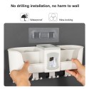 Automatic Toothpaste Dispenser Toothbrush Holder Multifunctional No Drilling Wall-Mounted Space-Saving Toothbrush Hanger and Toothpaste Squeezer Kit Organizer with 4 Cups