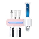 UV Toothbrush Sanitizer Nail-free Wall Mounted Bathroom Toothbrush Holder with Automatic Toothpaste Dispenser USB Charging for Toothbrush Organizer for Ladies Baby Family