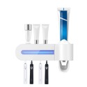 UV Toothbrush Sanitizer Nail-free Wall Mounted Bathroom Toothbrush Holder with Automatic Toothpaste Dispenser USB Charging for Toothbrush Organizer for Ladies Baby Family