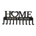 Hook Rack 10 Hooks Key Holder Sweet Home Shaped Wall-Mounted Organizer Nail-free Drilling Metal Hanger Storage Hook for Front Door  Kitchen House