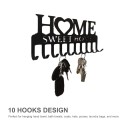 Hook Rack 10 Hooks Key Holder Sweet Home Shaped Wall-Mounted Organizer Nail-free Drilling Metal Hanger Storage Hook for Front Door  Kitchen House