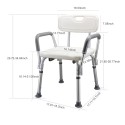 Bathroom Shower Bench with Back & Arms Adjustable Height Shower Tub Stool Lightweight Bath Shower Seat Bathroom Safety Anti-slip Shower Chair for Elderly Pregnant Disabled