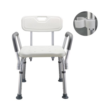 Bathroom Shower Bench with Back & Arms Adjustable Height Shower Tub Stool Lightweight Bath Shower Seat Bathroom Safety Anti-slip Shower Chair for Elderly Pregnant Disabled