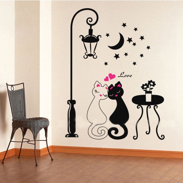 Cute Couples Cats Cartoon Wall Sticker Kids Children's Room Decor