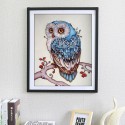 DIY Handmade 5D Diamond Painting Rhinestone Pasted Cross Stitch for Home Wall Decoration Blue Owl