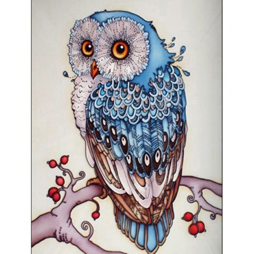 DIY Handmade 5D Diamond Painting Rhinestone Pasted Cross Stitch for Home Wall Decoration Blue Owl