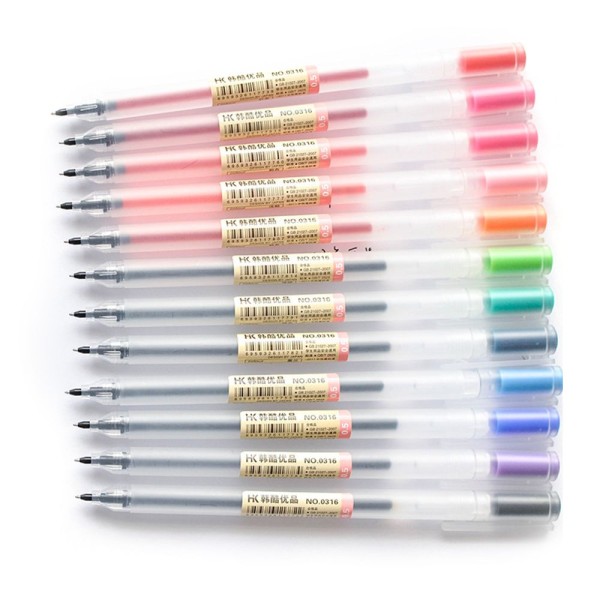 12pcs/set Gel Pen 0.5mm Pen Lead Colored Gel Ink Pens Comfort Grip for Drawing Painting Writing Coloring Books Art Project Office School Supplies
