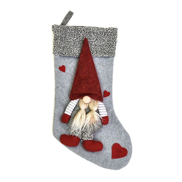Christmas Stocking 17'' Xmas Character 3D Plush with Faux Fur Cuff Christmas Decorations and Party Accessory