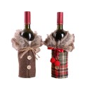 Christmas Sweater Wine Bottle Cover, Newest Collar & Button Coat Design Wine Bottle Sweater Wine Bottle Dress Sets Xmas Party Decorations (style 1)