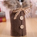 Christmas Sweater Wine Bottle Cover, Newest Collar & Button Coat Design Wine Bottle Sweater Wine Bottle Dress Sets Xmas Party Decorations (style 1)