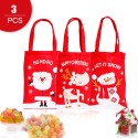 3pcs Christmas Gift Bags with Handles Reusable Grocery Bags Shopping Bags Candy Bag Treat Bags for Christmas Party Wedding Gift Snack Wrapping