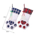 Christmas Stockings Gift Bag Decor for New Year Plaid Christmas Gift Bags Pet Paw Stocking Socks Xmas Tree Hanging Pendant