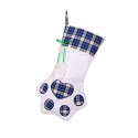 Christmas Stockings Gift Bag Decor for New Year Plaid Christmas Gift Bags Pet Paw Stocking Socks Xmas Tree Hanging Pendant