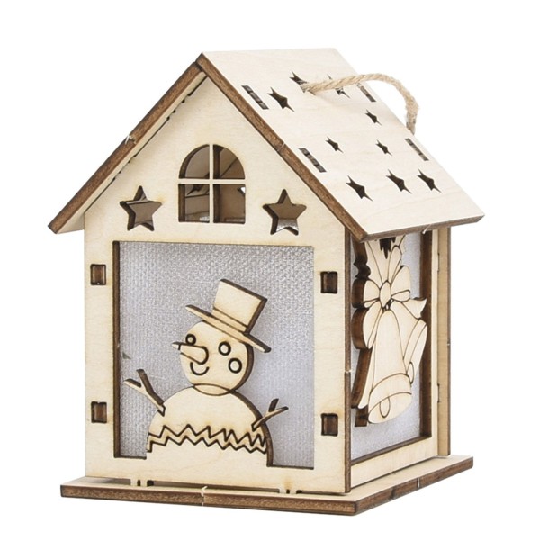 Christmas DIY Wooden House Random Light Color with Rope Christmas Tree Hanging Decoration