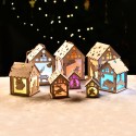 Christmas DIY Wooden House Random Light Color with Rope Christmas Tree Hanging Decoration