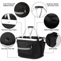 Collapsible Bike Basket Detachable Bicycle Handlebar Front Basket Bag Pet Carrier Bag for Shopping Commuting