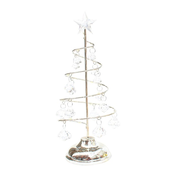 Christmas Tree Lights Metal Spiral Xmas Tree Lamp Desktop Tree Light with Crystal Pendant Decorative Table Lamp Mini Christmas Tree Decoration