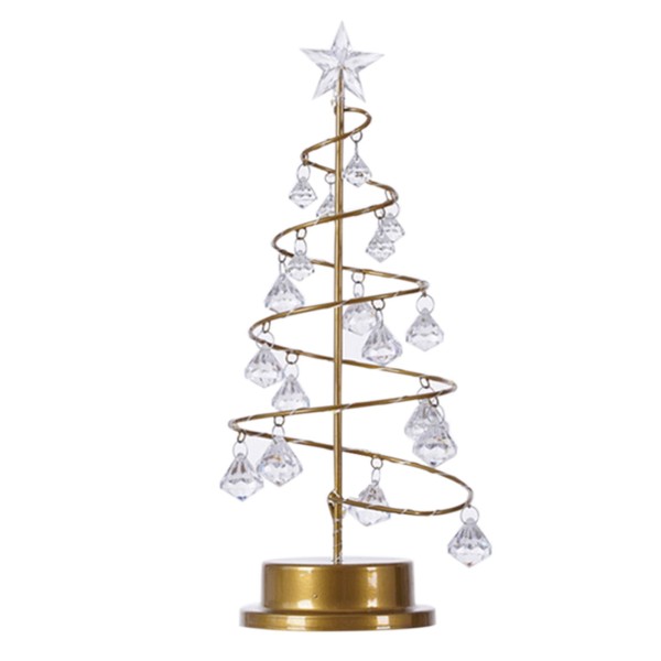 Christmas Led Tree Light Home Party Wedding Festival Tabletop Decor Warm White Decorative Lamp with Crystal Pendant