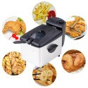 Electric Immersion Deep Fryer Frying Basket Detachable Lid with View Window Single Oil Tank Brushed Stainless Steel Hot Oil Cooker for Home Use EU Plug