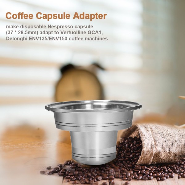 Coffee Capsule Adapter Stainless Steel Coffee Capsule Converter Nespresso Capsule Adapter for Vertuolline GCA1 Delonghi ENV135 ENV150 Coffee Machine