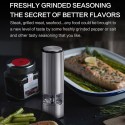 Electric Pepper/Salt Grinder, Stainless Steel Seasoning Grinder Adjustable Burr Mill，5 Levels Coarseness, for Pepper, Cloves, Kosher salt and Cumin