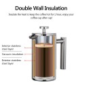 350ml/800ml/1000ml French Press Coffee Maker Stainless Steel Double Walled Insulated Coffee   Maker Pot